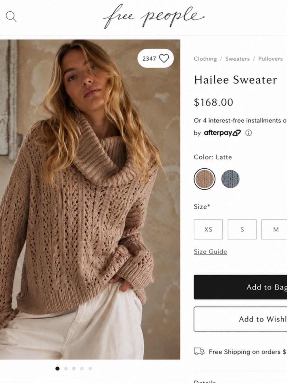 Free People Hailee Cowl-Neck Sweater in Latte